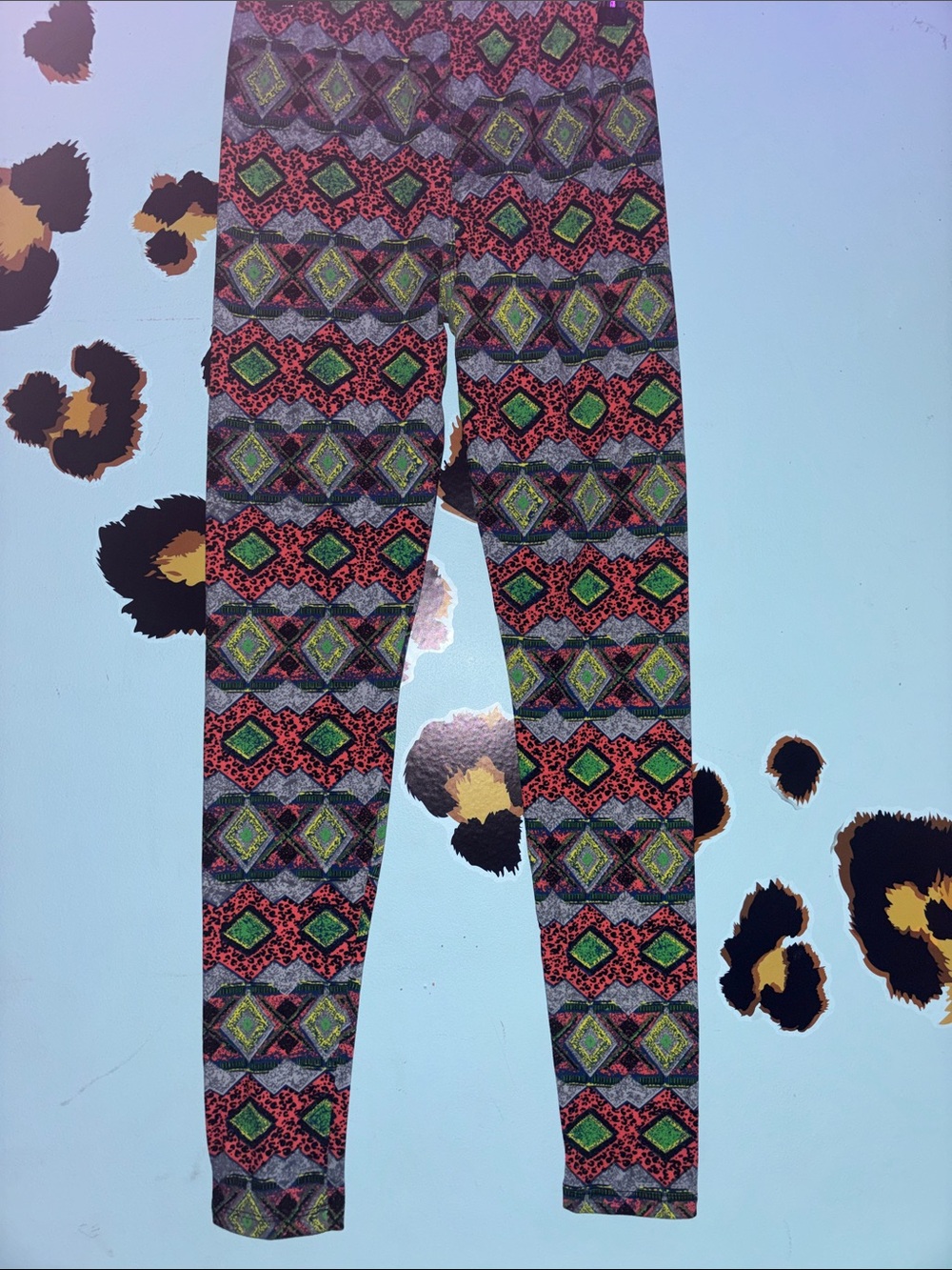 One Size Vibrant Geometric Print Leggings Multicolor